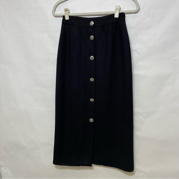 VINTAGE PIONEER WEAR RED RIVER WESTERN COWGIRL WOOL BUTTON MIDI SKIRT - Picture 3 of 14